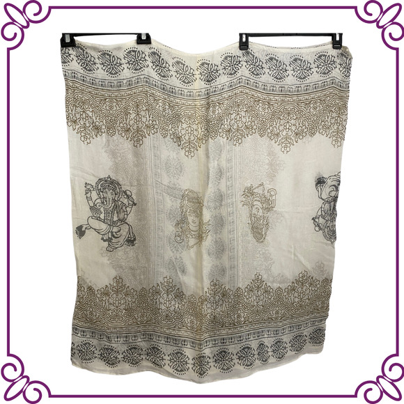 unknown Accessories - Infinity Cream Gold & Black Namaste Bollywood Scarf